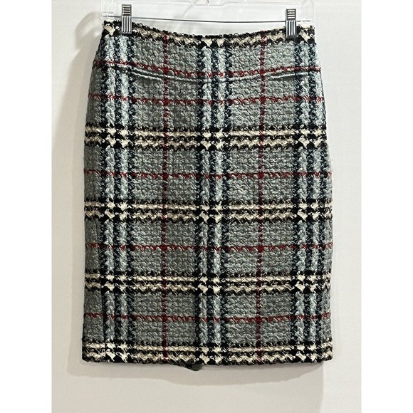 Burberry London Designer Blue Red Plaid Print Check Wool Mini Skirt Sz 4 Sm - Picture 3 of 15